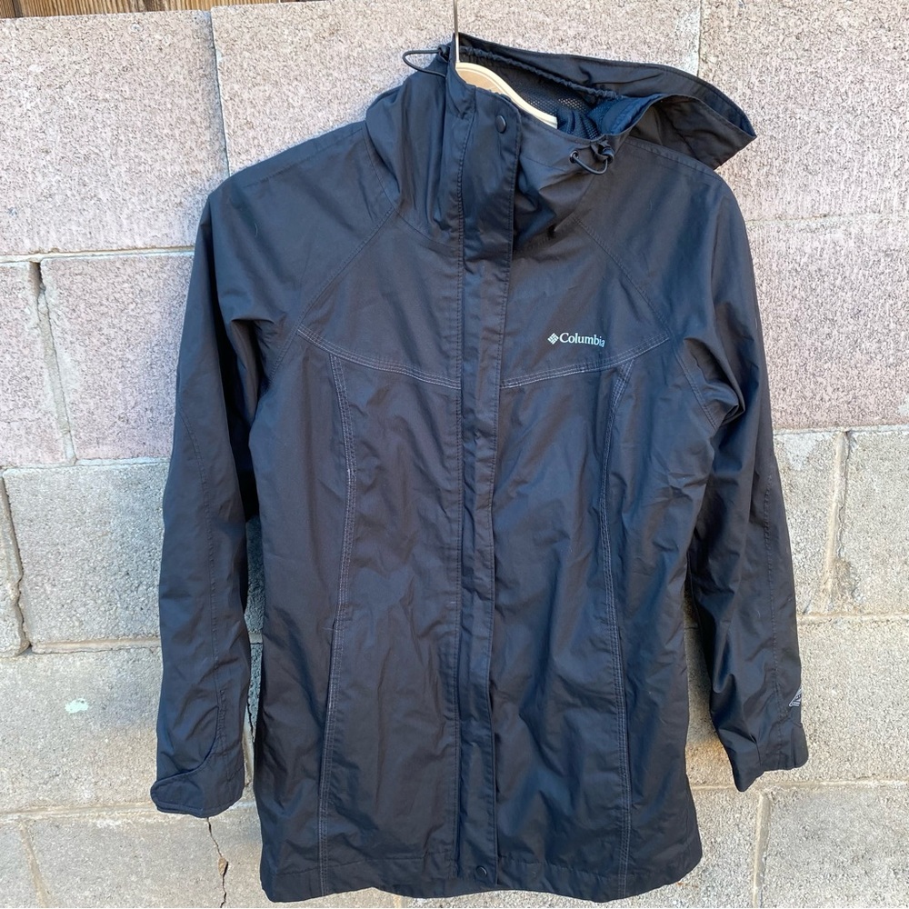 Columbia Omni Tech Waterproof Breathable Womens Black Hooded Jacket Small